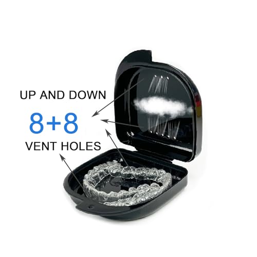 10 Pack Retainer Case,Dental Retainer Box with Vent Holes,Multicolor Storage Container for Aligner Mouth Guard Denture Box (Black)