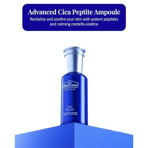 Dr. Belmeur Advanced Cica Ampoule (1.7fl oz) - Soothing, Hydrating Serum for Sensitive Skin. Korean Skin Care. Centella Asiatica, Peptide Complex.