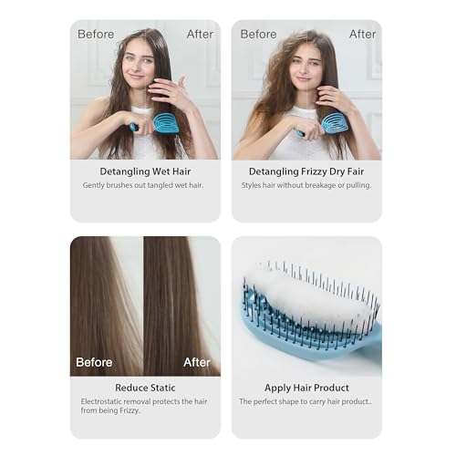 NuWay 4HAIR¢ç DoubleC PRO¢ç U.S. Patented Double Curved Detangling Brush is Hair Dryer Safe (Iron Black)