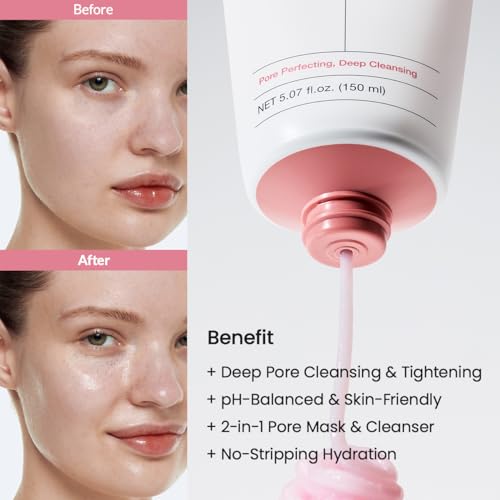 BIODANCE Collagen Mask To Foam Cleanser, Pink Face Wash for Women, 2-in-1 Pore Mask and Hydrating Foaming Facial Cleanser for Sensitive Skin, Oily Skin, Korean Skincare¤Ó5.07 fl. oz. (150 ml)