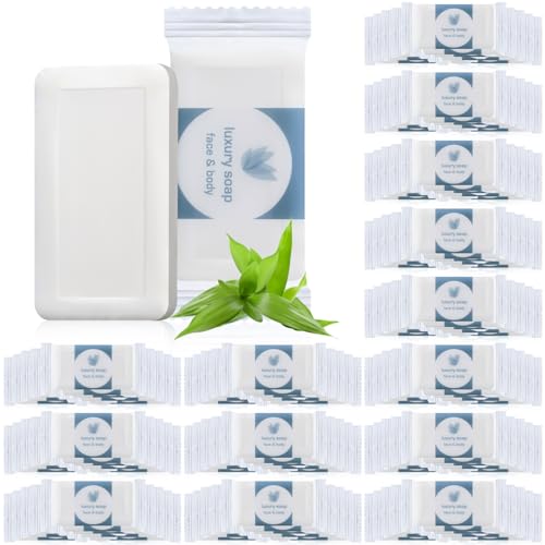 Kacctyen 200 Pcs 0.35oz Mini Bar Soap Bulk Individually Wrapped Bulk Hand Hotel Soap Bars Travel Size Toiletries for Vacation Hospitality Guest Bathroom Rentals