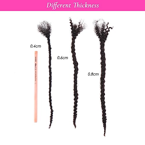 Textured Loc Extensions Human Hair, 100% Real Human Hair Dreadlock Extensions Handmade Permanent loc Extensions (#Natural Black - 0.8cm, 10 Inch 40 Strands)