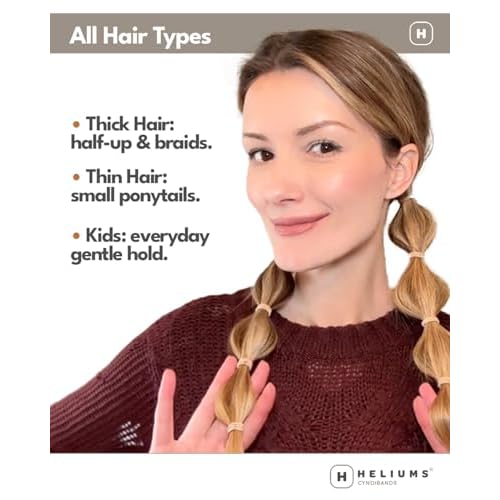 Heliums Small Hair Ties - Beige Blonde - No Damage Mini 1 Inch Reusable 2mm Elastics for Thin Hair and Kids, Neutral Ponytail Holders - 48 Count
