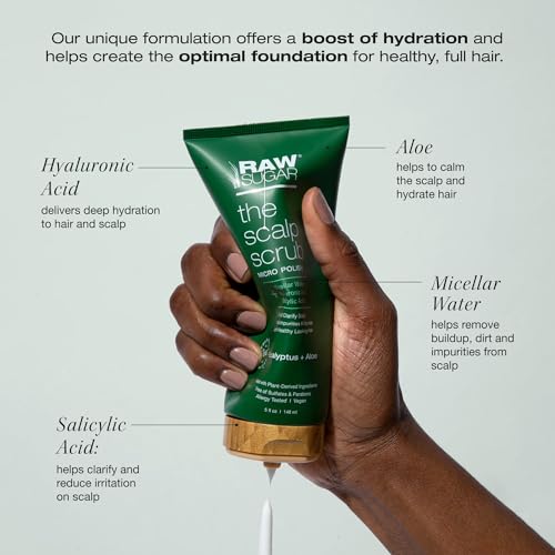 Raw Sugar Dry Scalp Treatment & Hair Care Bundle (5 Products) Intensive Ritual At Home Spa Kit, Shampoo, Conditioner, Scalp Scrub, Hair Mask & Massager, Formulated without Sulfates & Parabens
