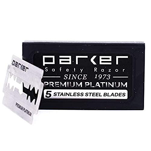 Parker 98R Heavyweight 3-Piece Double Edge Safety Razor – Long Handle, Closed Comb Design for Smooth Wet Shaving, Includes 5 Platinum Blades – Iconic Brand in Traditional Shaving