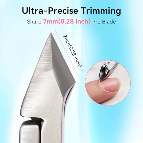 Makartt Cuticle Trimmer with Cuticle Pusher - Stainless Steel Cuticles Nipper with Dual Spring, Ergonomic Handle, 7mm Blade & Dual-Ended Pusher for Nail Care & Gel Removal, Pink