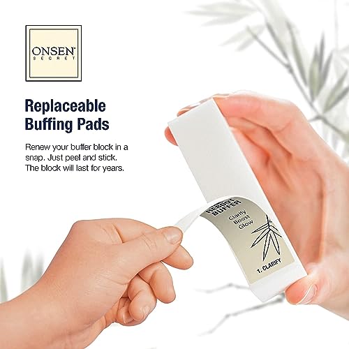 Onsen Secret Complete Nail Reboot Kit w/Cuticle Oil 10ml, Nail File 120/180 Grit Double Sided, A 3-Way Buffer Block & Cuticle Serum-15ml in Action | Super Value Pack
