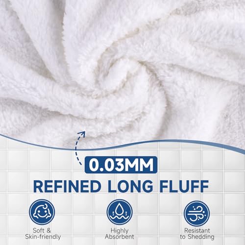 Coral Velvet White Washcloths 12 Pack, Highly Absorbent and Soft White Face Towels, Multi-Purpose Washcloths and Hand Towels for Bathroom, Hotel, Spa and Gym, 12 x 12 inches
