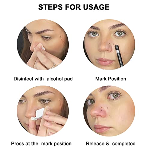 Nose Piercing Kit, 2 Pack Disposable Self Nose Piercing Gun with 10 Pcs Nose Rings