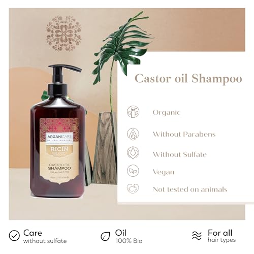 Arganicare | Duo Shampoo + Conditioner | Castor | Growth Accelerator | Gently Cleans & Moisturizes Hair | All hair types | 13.53 fl oz + 13.53 fl oz
