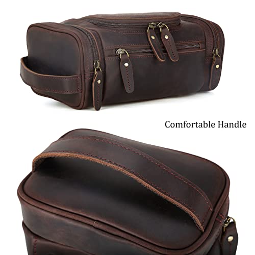Polare Toiletry Bag Full Grain Leather Shaving Kit Dopp Kit Travel Case Wash Bag with YKK Zippers