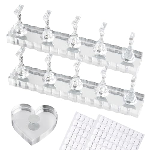 ESUOHYM Nail Stand For Press On Acrylic Strong Magnetic Nail Holder Kit For Painting Nails Tip Arts Display With 200PCS Double-Sided Tape And 1 Heart Shaped Acrylic Magnetic Presson Stands Nail Art Supplies