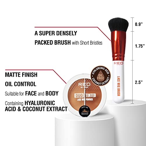 RED by Kiss Lace Wig Brush Tinted Powder Set ? Matte Finish, Oil Control, Lightweight, Long-lasting, Mix & Match Shade Duo