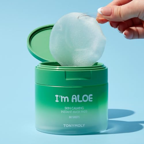 TONYMOLY I¡¯m Aloe Skin Calming Mask Pads 80 Biodegradable Sheets for Sensitive, Dry Skin Hydrating, Moisturizing, Soothing Korean Skincare