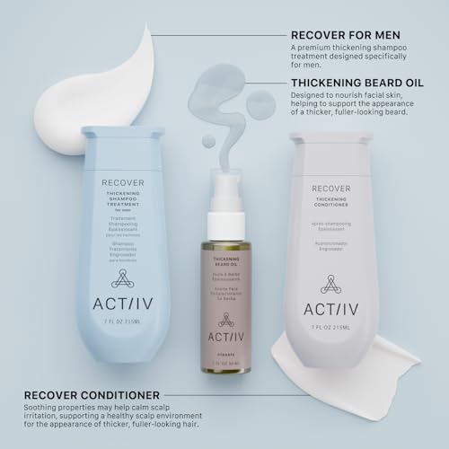ACTIIV Ultimate Power Trio For Men | Promotes Fuller Hair And Beard, Strengthens And Hydrates, Includes Shampoo, Conditioner & Beard Oil, Vegan, Color-Safe, For All Hair And Beard Types