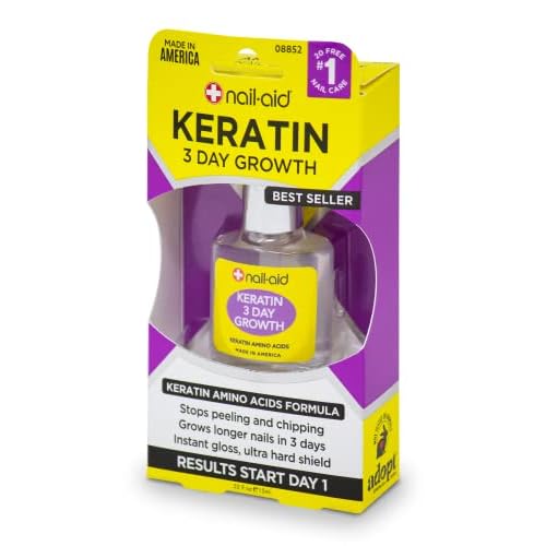 Nail-Aid Keratin 3 Day Growth Nail Treatment & Strengthener, Clear, 0.55 Fl Oz