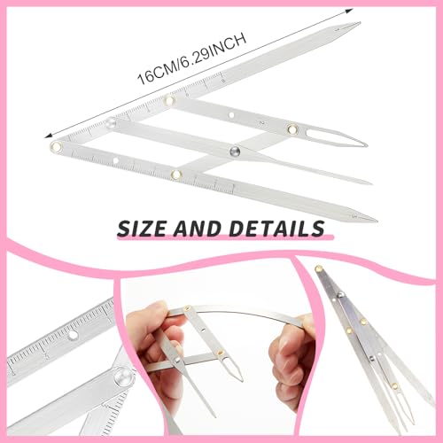 Weewooday 6 Pieces Tattoo Eyebrows Rulers 3 Point Positioning Ruler Mini Caliper Double Scale Vernier Calipers Eyebrow Caliper Microblading Ruler Measuring Tool with Eyebrow Shaver(Pink)