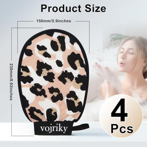 4PCS Durable Body Scrub, Dead Skin Remover & Body Scrubber Exfoliator, Body Exfoliating Gloves for Shower, washcloth exfoliating, exfoliating glove for Smooth Skin