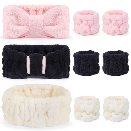9 Pcs Spa Headband for Washing Face,Skincare Headband and Wristband Set,Women Teen Girls Facial Hairbands for Washing Face, Makeup, Sports, Yoga