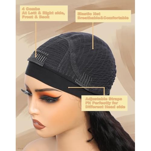 Headband Wig Human Hair Super Wave 24 inch None Lace Front Wig Human Hair Machine Made Wigs Glueless Water Wave Hair Headband Wigs for Black Women Human Hair Natural Color