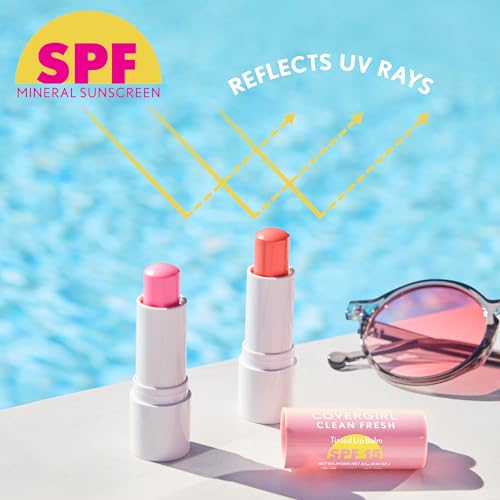 COVERGIRL Clean Fresh Tinted Lip Balm SPF 15-10 - You Make Me Blush, with Mineral Sunscreen, Moisturizing, Vegan Formula, 0.14oz