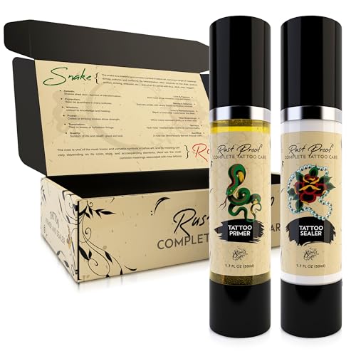 Rust Proof Complete Tattoo Care ? Comprehensive Pre & Post Tattoo Skincare Set with Body Oil & Moisture Sealing Body Lotion ? Lightweight Hydration & Moisture Barrier Protection ? 2- Piece Bundle