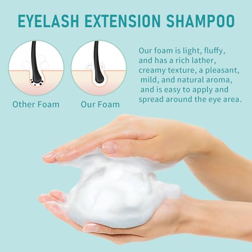 600ml Lash Shampoo Bulk, Eyelash Cleanser for Extensions, Safe Makeup Remover, Non-irritating or Burning Formula Eyelid Foaming Cleanser Best for Professional Salon and Home Use (Unscented)