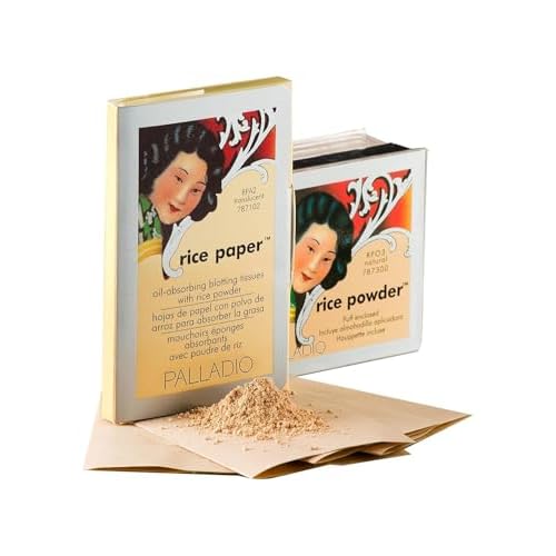 Palladio Rice Paper Facial Tissues for Oily Skin, Face Blotting Sheets Made from Natural Rice, Oil Absorbing Paper with Rice Powder, 2 Sided, Instant Results, Translucent, 40 Count, Pack of 1