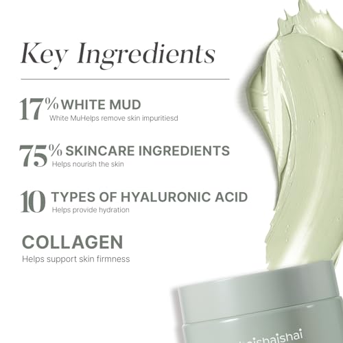shaishaishai ALOE PDRN Cooling Mud Face Mask, Vegan Collagen Cream Clay Mask with Kaolin & Bentonite, Hydrating & Pore Care, Instant Cooling, Korean Skincare, 3.38 Fl Oz