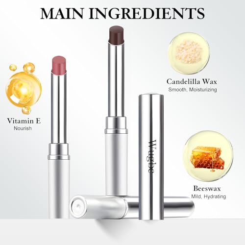 Tinted Lip Balm Brown Lip Liner Set, Hydrating Formula Black Lipstick for Women, Matte Lip Liner and Lipstick Combo Natural Glossy Finish Makeup Lip Care Balm for Repairing Dry Lips