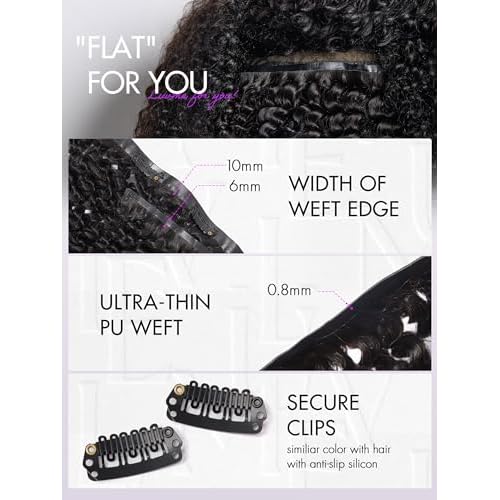 LUVME HAIR Clip in Hair Extensions Real Human Hair Curly Fullness with 1 Pack Invisible Natural Curly Seamless Clip on Hair Extensions 7pcs PU Skin Weft 22 Inch Remy Hair