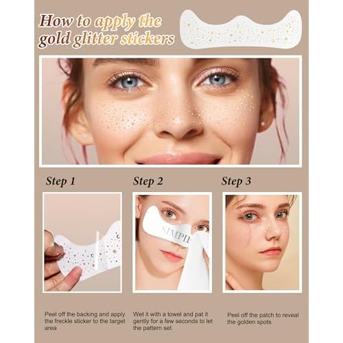 Makeup Pathes, Body Face Glitter for Kids Women Girls, Gold Glitter Makeup Speckles for Face, Singer Concerts Festival Holiday Party Rave Accessories - 8 Counts