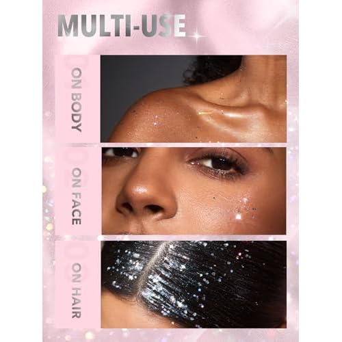 SHEGLAM Party Starter Body Highlighter Glitter Gel Quick-Drying and Non-Sticky Glitter Spray Liquid Highlighter for Face, Hair, Body - Ice Breaker