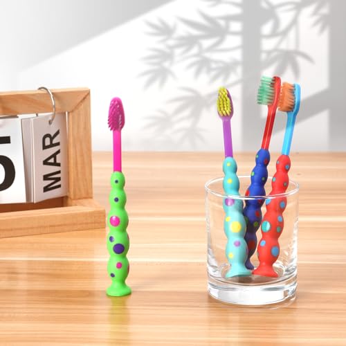 100 Pack Kids Toothbrush Soft bristles Toddler Lovely Toothbrush with Suction Cup Bulk, Includes Travel Covers, Individually Wrapped Toothbrushes for Kid Home School Daycare Camp (Candy)