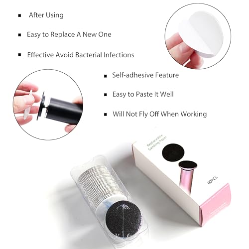 60 Pieces Replacement Sandpaper Discs for Electric Foot File Callus Remover Machine Foot Hard Dead Skin Removal(Smooth 100 Grit)