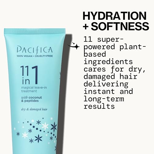 Pacifica Leave In Conditioner - 11 in 1 Magical Hair Treatment - Strengthen & Repair Damaged Hair - Deep Conditioning for Dry Hair Adds Shine & Anti-Frizz for Straight, Wavy & Curly Hair Care, Vegan