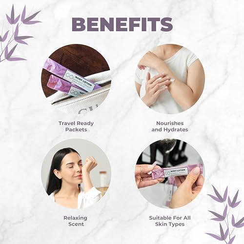 Go Essentials Travel Lotion Packets ? Single Use Body and Hand Lotion for Hydrated Skin and Travel Size Toiletries - Bulk Travel Size Lotion Packets.
