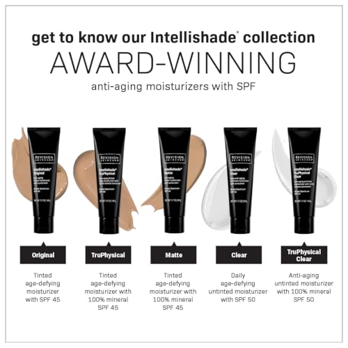 Revision Skincare Intellishade¢ç Original SPF 45, Anti-Aging Tinted Sunscreen for Face, Daily Moisturizer with SPF, Anti-Wrinkle with Peptides & Vitamin C, Hydrating Broad-Spectrum Sunscreen, 1.7 oz