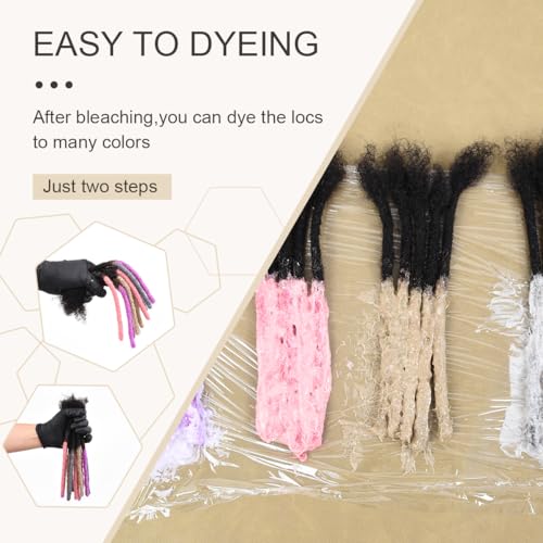 DAIXI 0.6cm and 0.2cm 0.4cm 0.8cm Options 6 Inch 70 Strands 100% Real Human Hair Dreadlock Extensions for Man/Women Handmade Permanent Loc Extensions Bundles Can Be Dyed Bleached Curled Twisted