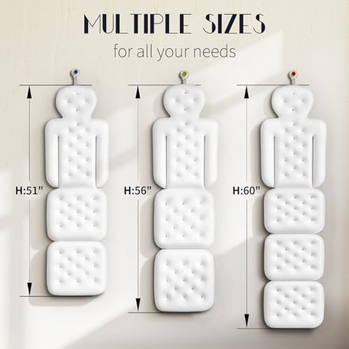 Full Body Bath Pillow for Bathtub, Thick Bathtub Cushion with Laundry Bag, Luxury Tub Pillow for Bath for Headrest Neck and Back Support White 51" x 16"