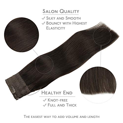 WENNALIFE (Increase 50% Lifespan) Real Human Hair 14 inch 75g Dark Brown Remy Invisible Transparent Wire Fish Line Hair Extensions Straight Real Hair Extensions