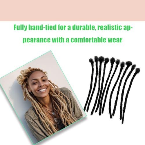 100% Human Hair Dreadlocks Handmade Locs Samll Size 0.4cm Width Pencil Size 60 per Bundles Natural Black #1B 8inch