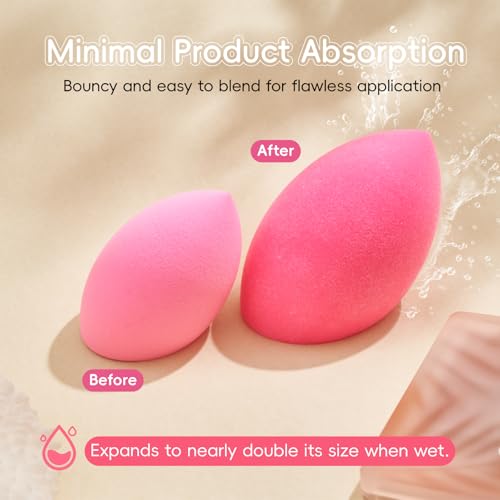 GWT Makeup Sponge Set, 6 Pcs Latex-Free Beauty Blender Sponges for Foundation, Liquid & Cream, Ultra-Soft Wonder Sponges, Multi-Angle Blending, Ideal Stocking Stuffers for Women