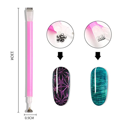 SILPECWEE 15Pcs Nail Magnet Set Cat Eye Gel Nail Polish Magnet Wand Magnetic Nail Polish Cat Eye Magnet for Nails Cat Eye Magnets Sticks Nail Design Tools Nail Art