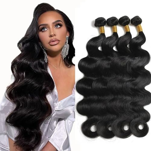12A Human Hair Bundles Body Wave Bundles Human Hair 18 20 22 24 Inch 4 Bundles 100% Unprocessed Brazilian Virgin Hair Deals Weave Bundles Hair Extension Natural color