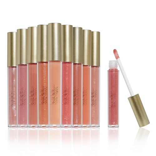 Nicole Miller Lip Gloss Collection Shimmery Glosses for Women and Girls Long Lasting Color Set with Rich Varied Colors, Peach, 10 Count (Pack of 1)