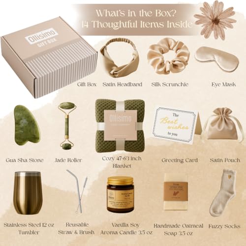Luxury Gift Basket for Women ? Spa Self Care Kit, Hug in a Box, Get Well Soon Package, Thinking of You Gift, Birthday Box, Relaxing Set, Sympathy Present for Her, Mom, Wife, Sister, Friend