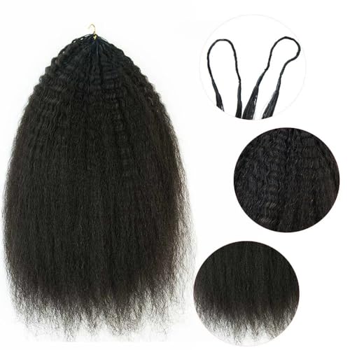 Kinky Straight Feather Crochet Hair Braid Human Hair Extensions Knotless Pre-Separated Crochet Hair Extensions Human Hair Natural Color 18inch 120g