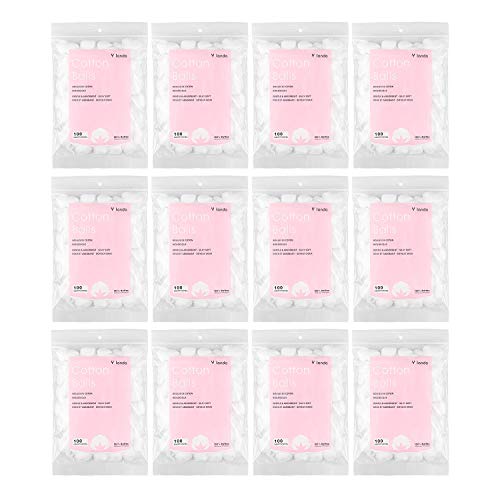 Hedume 1200 Count Cotton Balls, Pure Cotton, Fragrance & Chlorine-Free, Organic Cotton Balls (12 Pack ¡¿ 100 Count)