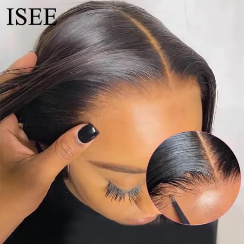 ISEE HAIR M-Cap Straight Wear Go Glueless Wig Human Hair Pre Plucked Pre Cut 9x6 HD Lace Pre Bleached Tiny Knots Human Hair Wigs For Women 18 Inch